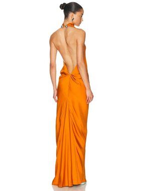 Brandon Maxwell Ophelia Sleeveless High Neck Gown in Sunset